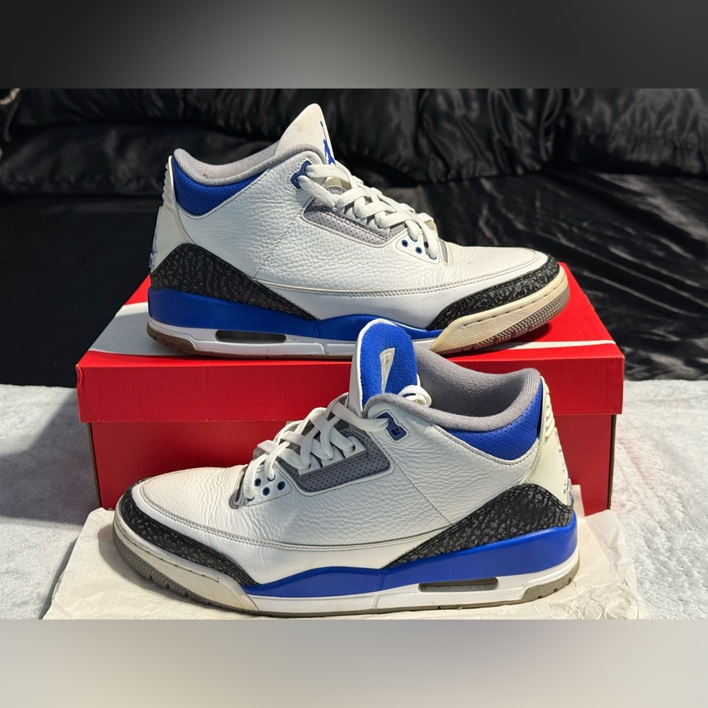 Men’s Size 12 - Air Jordan 3 Retro 'Racer Blue' White/Black/Cement Grey/Racer
